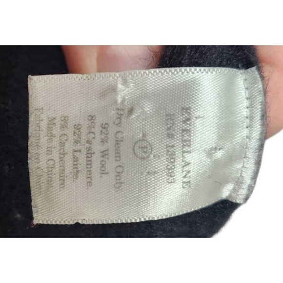 Everlane Wool Cashmere Button Oversized Black Ribbed Cardigan Sweater Small - Picture 9 of 13